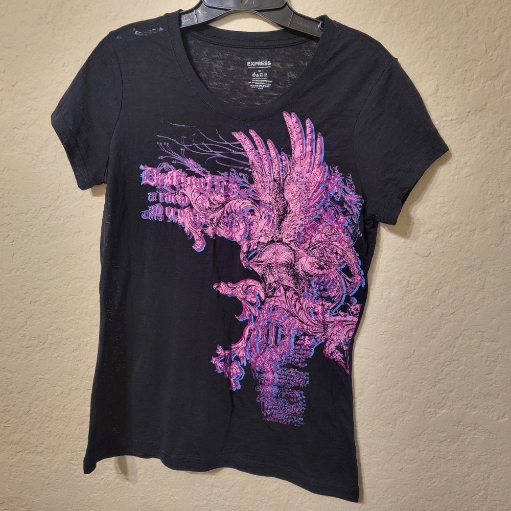 Express Black Burnout Graphic Tee Sz M